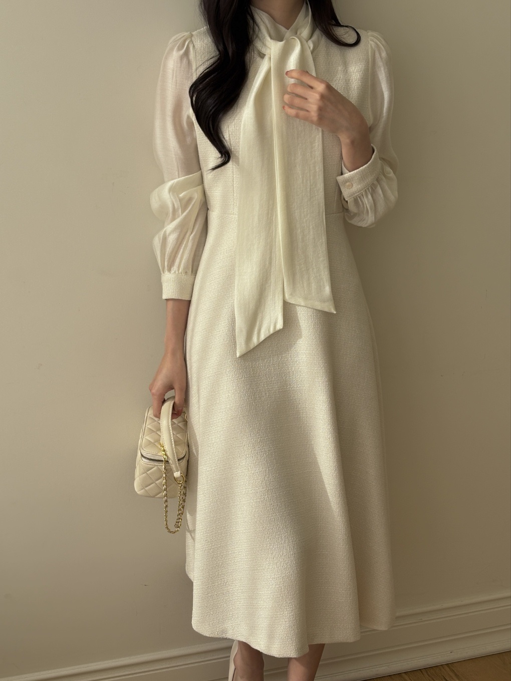 ソフトジップアップスリムロング長袖フレアスカーフネックワンピース | 詳細画像17