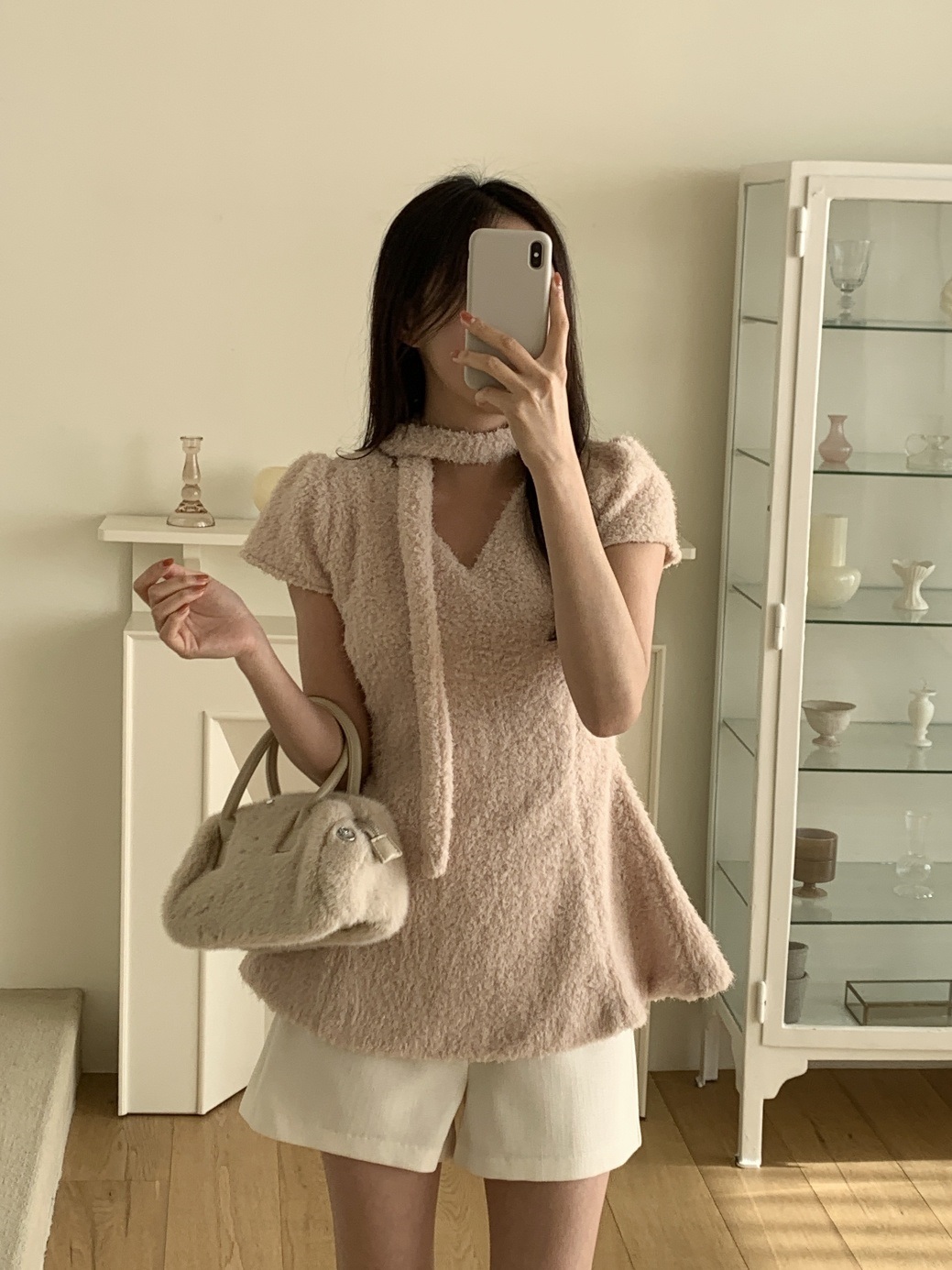 テリーVネック半袖フレアブラウススカーフ付 | 詳細画像20