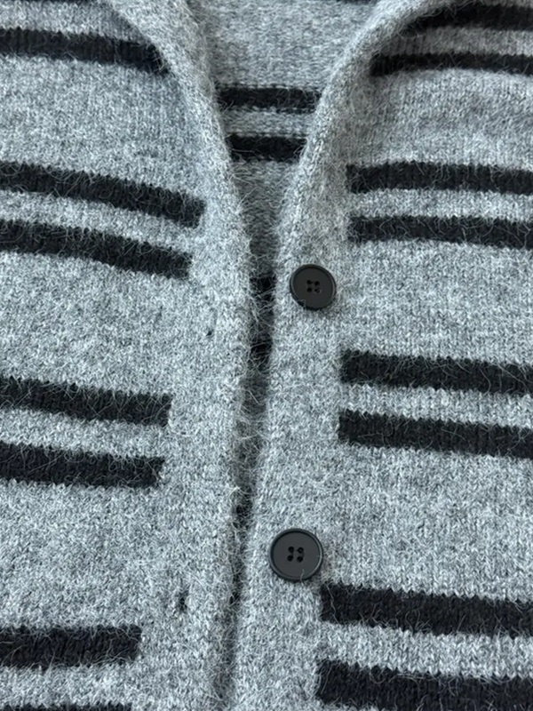 フードロングルーズ長袖ボーダーカーディガン | 詳細画像13