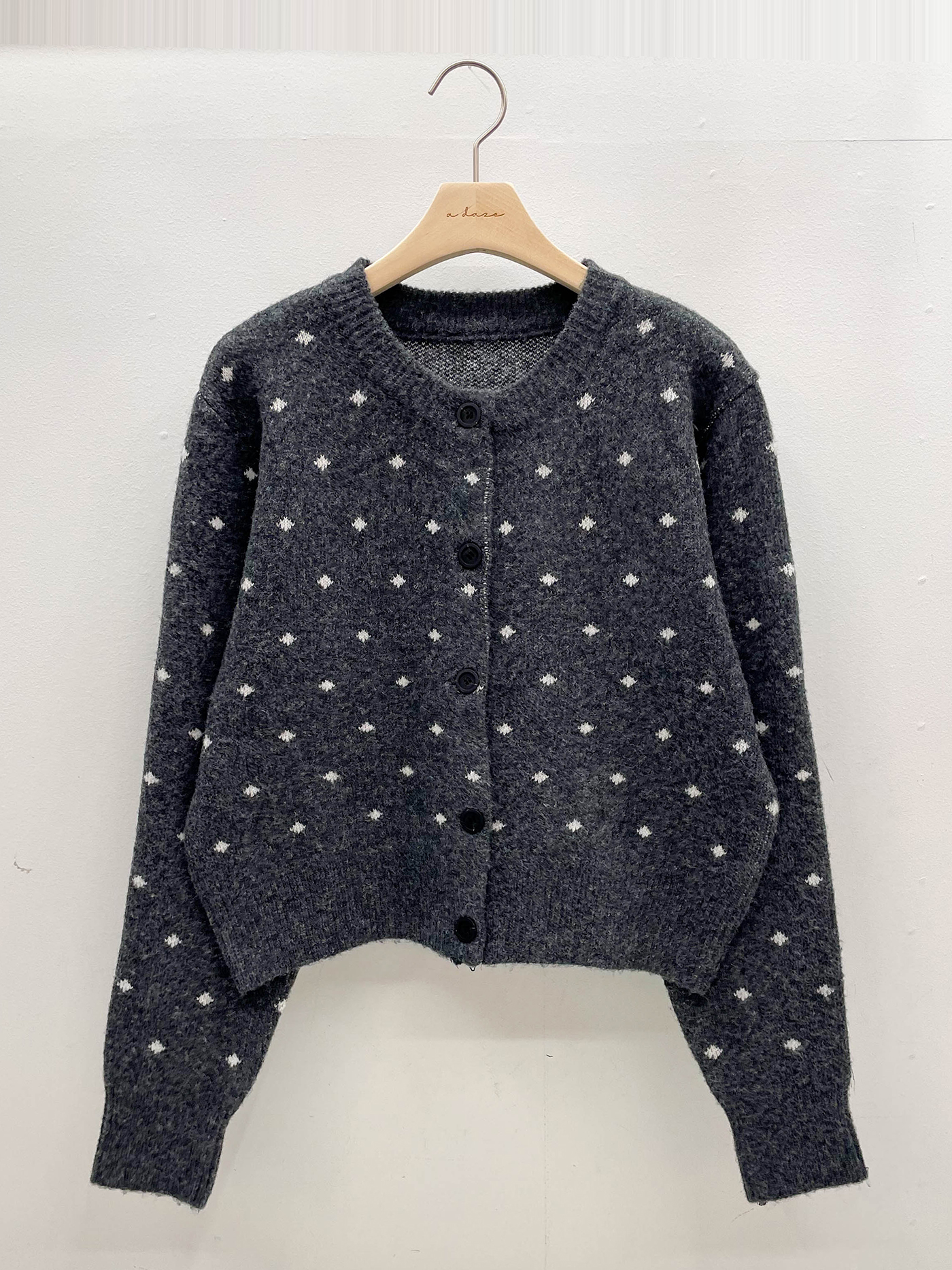 ニットボタンラウンドネックスリム長袖ドットカーディガン | 詳細画像19