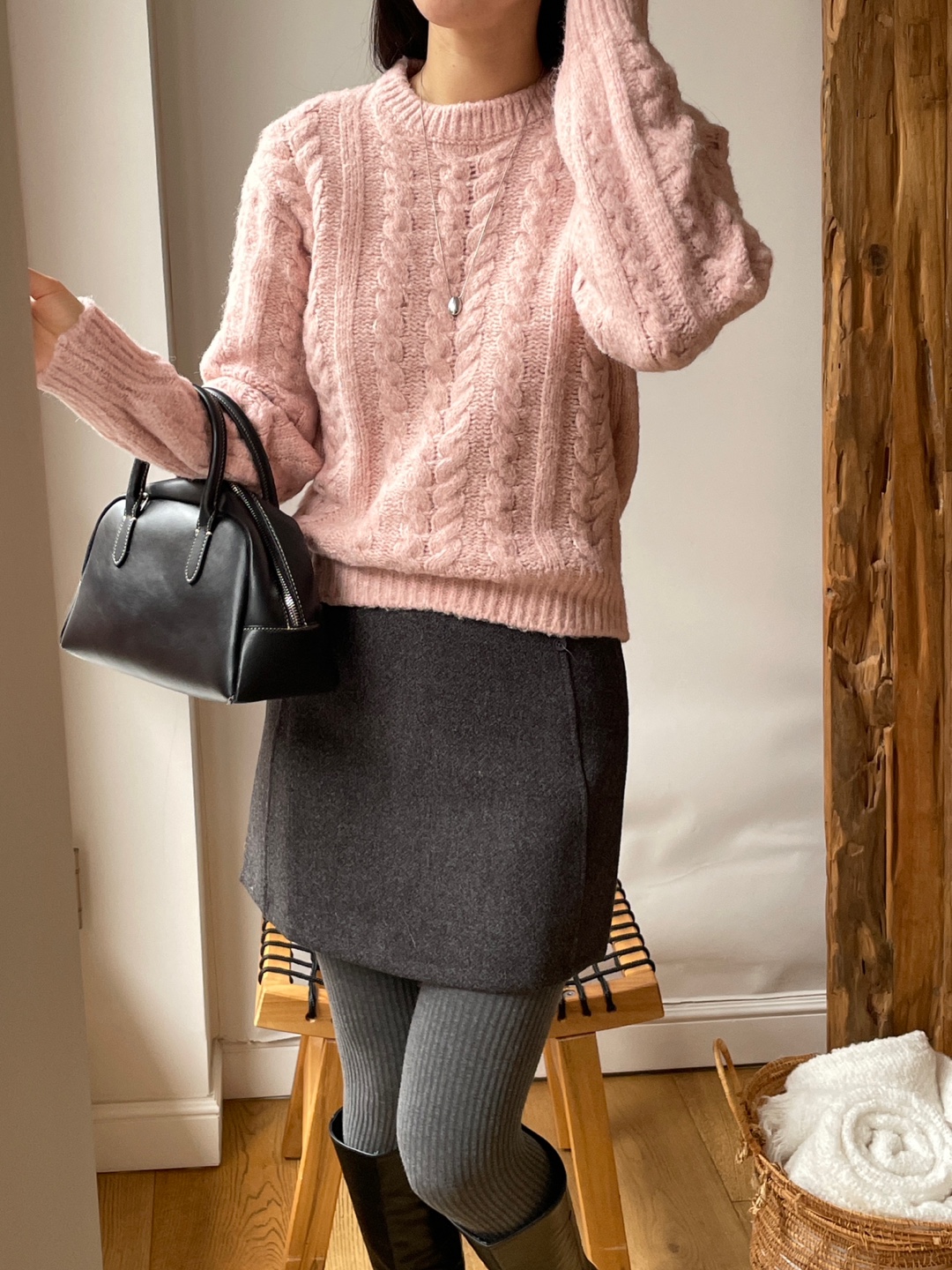 ラウンドネック長袖ケーブルニット | 詳細画像8