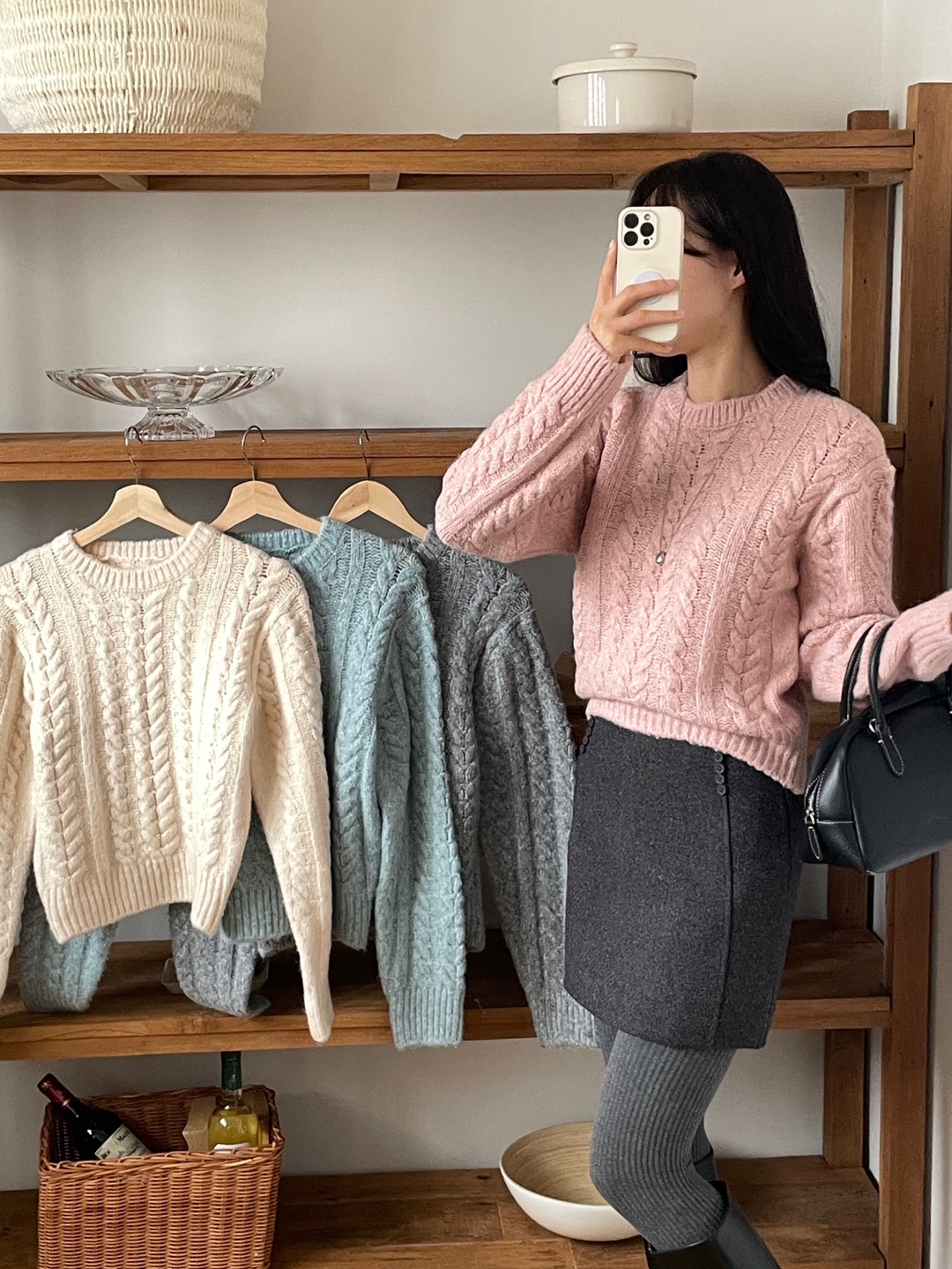 ラウンドネック長袖ケーブルニット | 詳細画像4