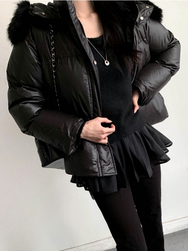 ウェルロンエコファージップアップショート長袖ダウンジャケットードセットファーセット | 詳細画像2