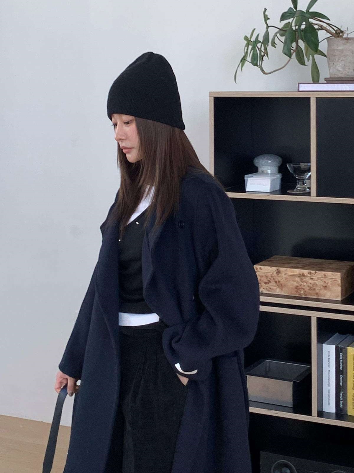 ウール混カラーハイネックポケットロングコート | 詳細画像3