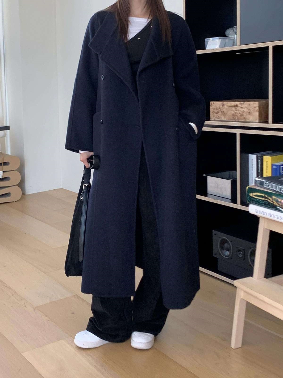 ウール混カラーハイネックポケットロングコート | 詳細画像4