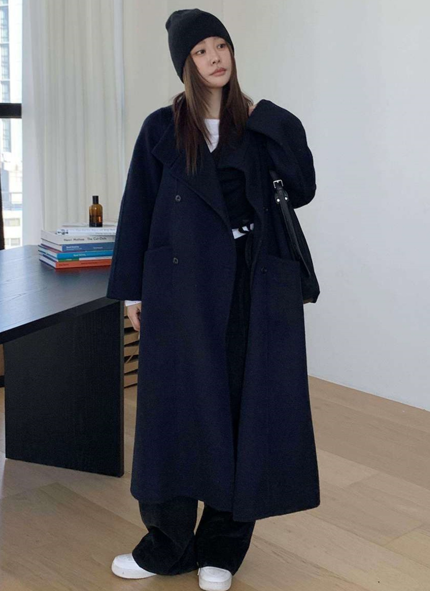 ウール混カラーハイネックポケットロングコート | 詳細画像8