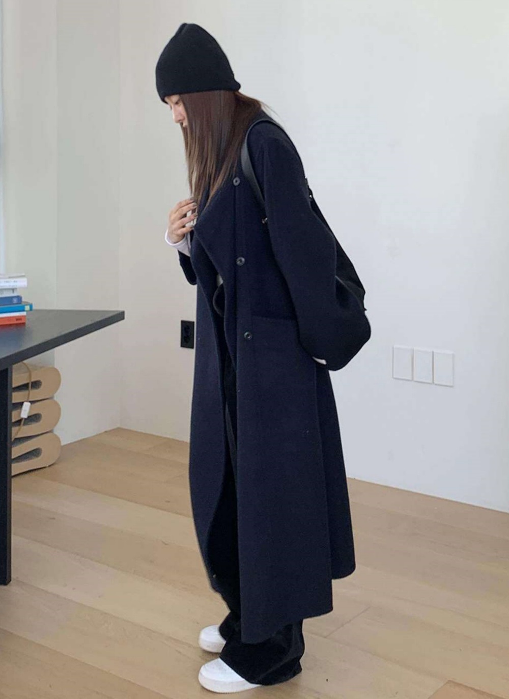 ウール混カラーハイネックポケットロングコート | 詳細画像10