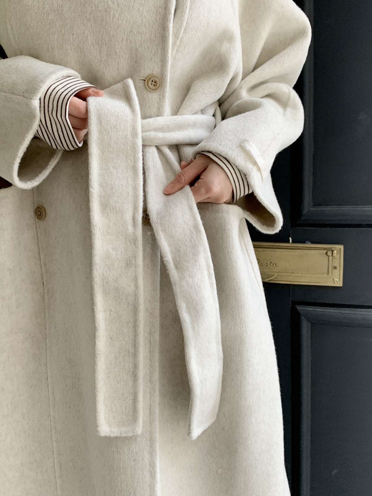 ウール混カラーハイネックポケットロングコート | 詳細画像23