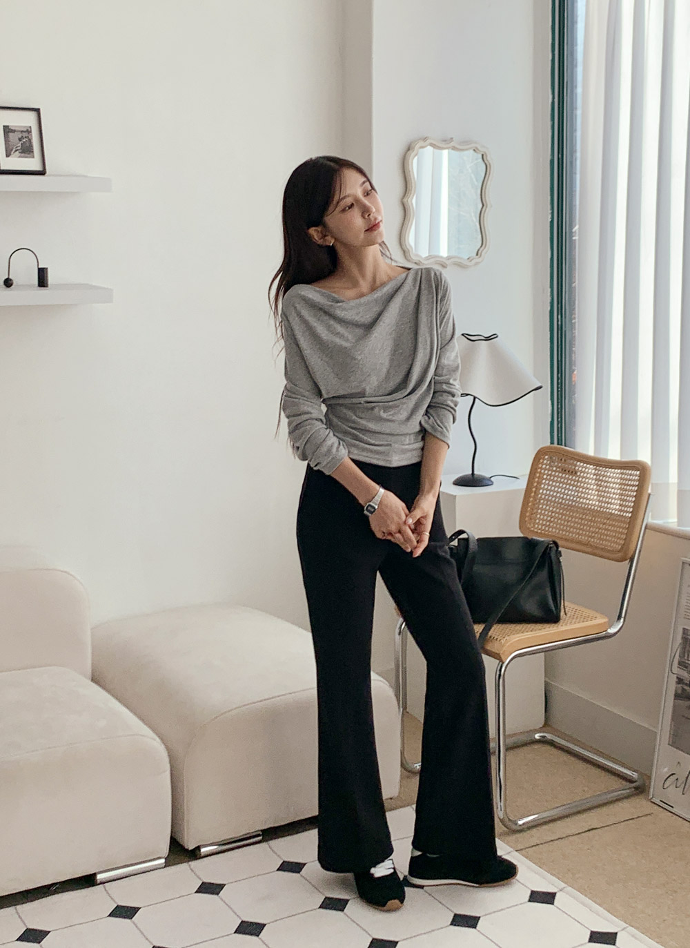 裏起毛ドレープボートネック無地Tシャツ | DHOLIC | 詳細画像6