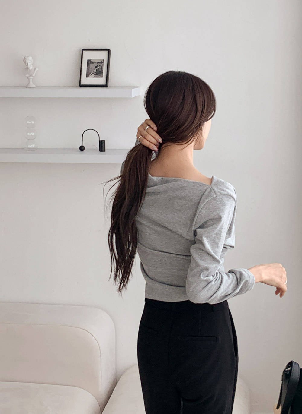 裏起毛ドレープボートネック無地Tシャツ | DHOLIC | 詳細画像12