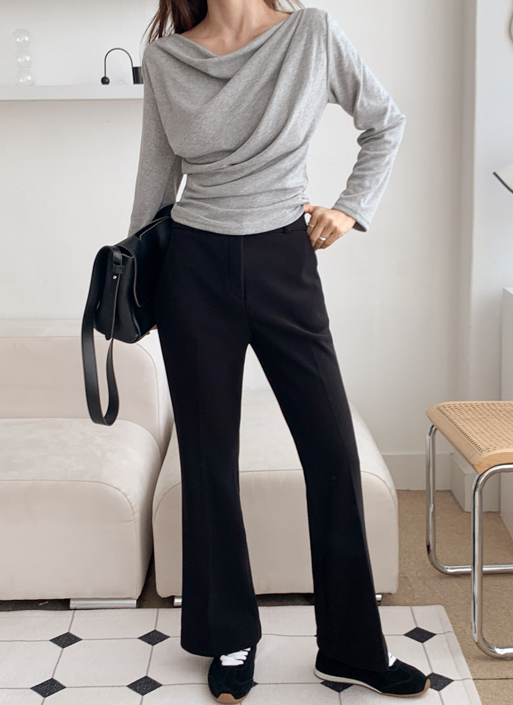 裏起毛ドレープボートネック無地Tシャツ | DHOLIC | 詳細画像15