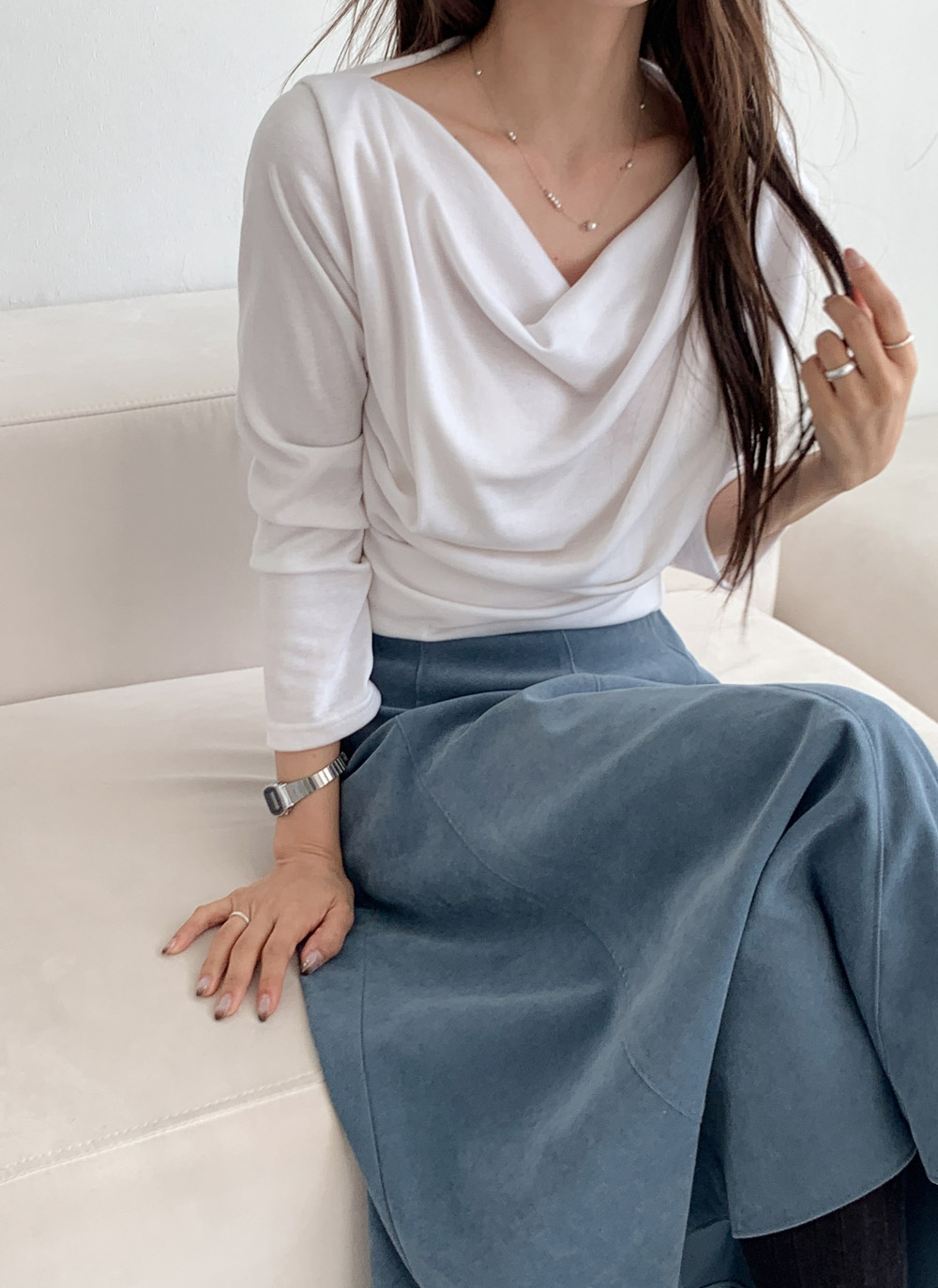 裏起毛ドレープボートネック無地Tシャツ | DHOLIC | 詳細画像20