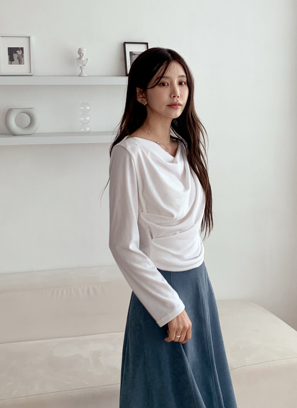 裏起毛ドレープボートネック無地Tシャツ | DHOLIC | 詳細画像24