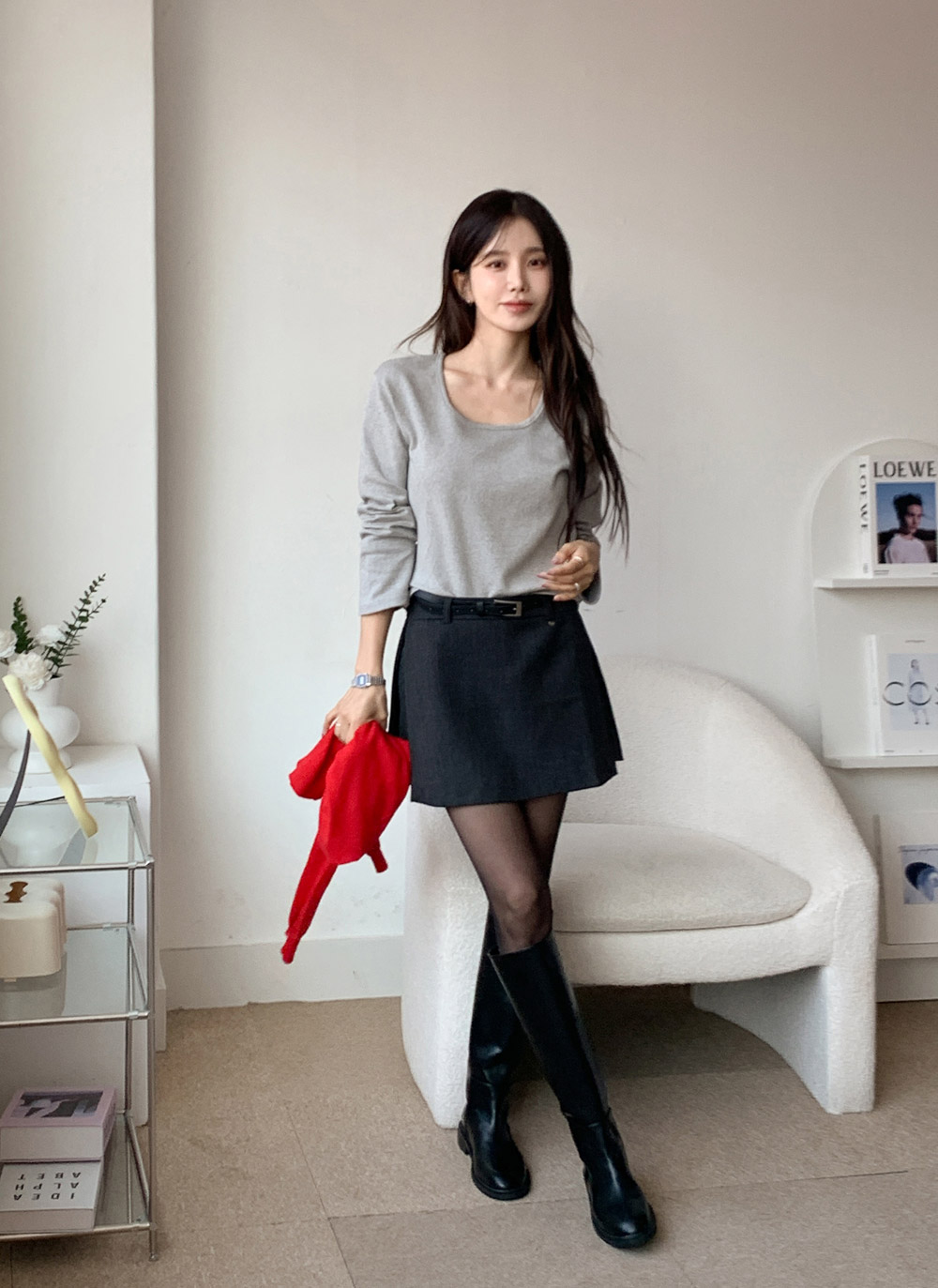 裏起毛Uネック長袖無地Tシャツ | DHOLIC | 詳細画像7