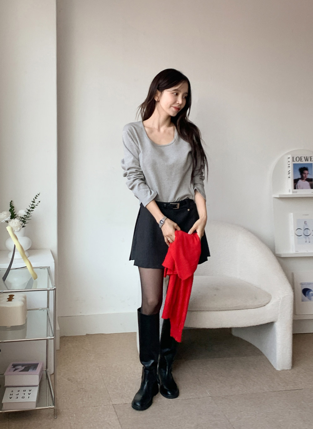 裏起毛Uネック長袖無地Tシャツ | DHOLIC | 詳細画像13