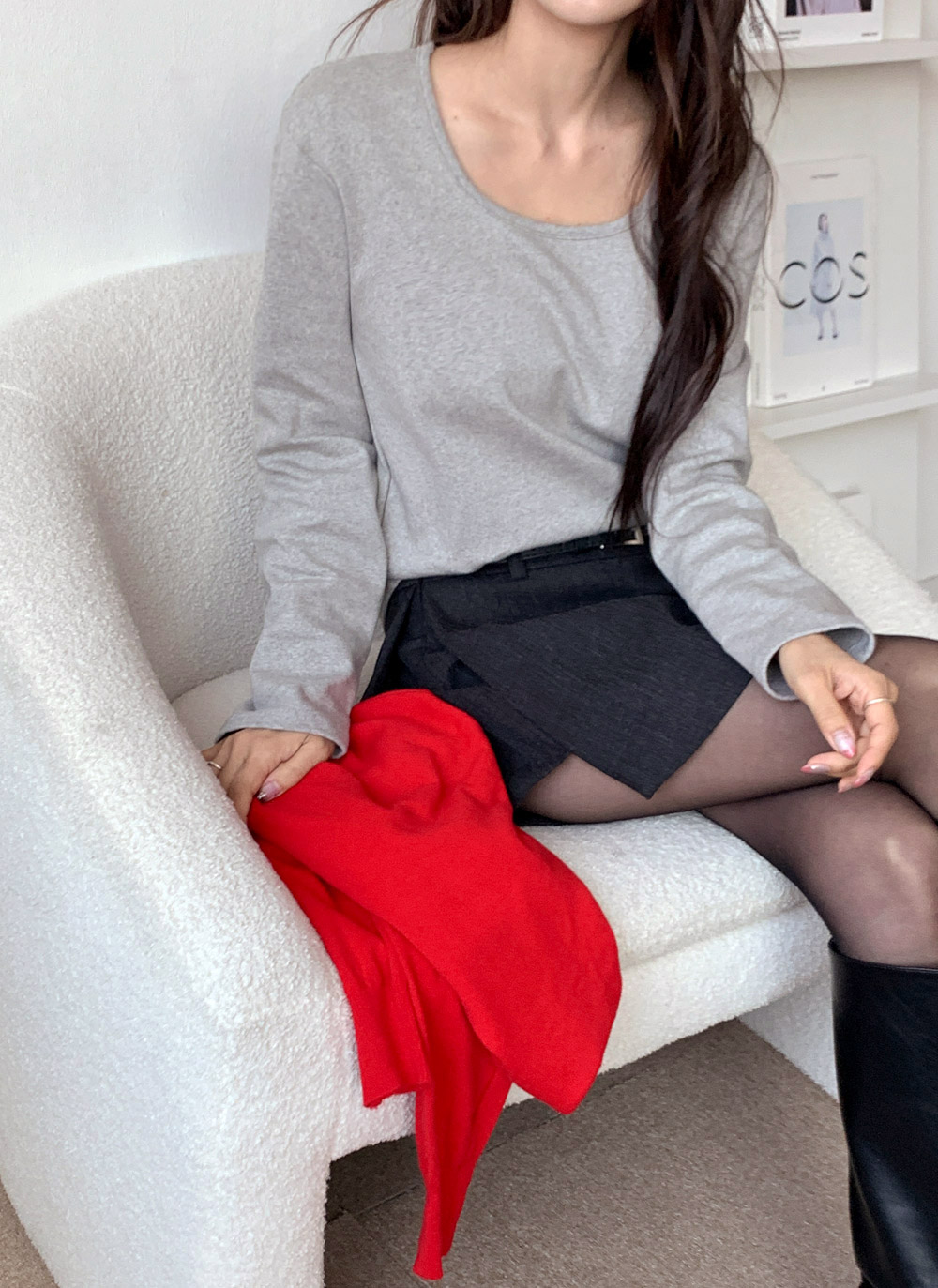 裏起毛Uネック長袖無地Tシャツ | DHOLIC | 詳細画像15