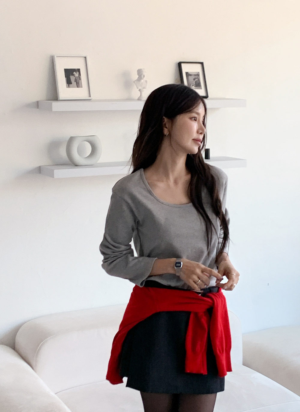 裏起毛Uネック長袖無地Tシャツ | DHOLIC | 詳細画像16