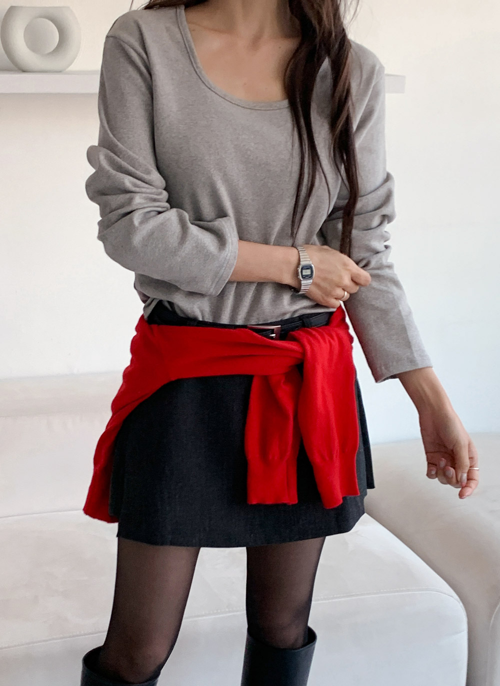 裏起毛Uネック長袖無地Tシャツ | DHOLIC | 詳細画像18