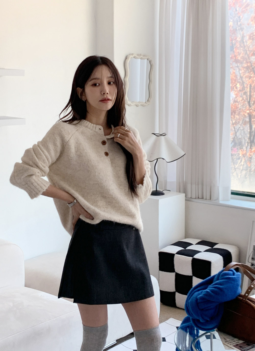 メランジボタンラグランニット | DHOLIC | 詳細画像5