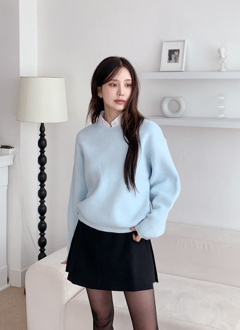 長袖セミクロップド無地ニット | DHOLIC | 詳細画像2