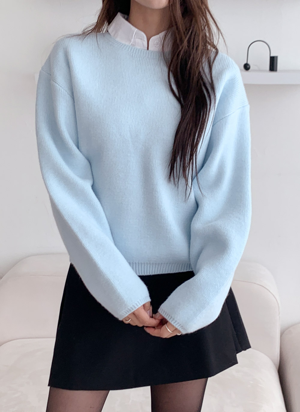 長袖セミクロップド無地ニット | DHOLIC | 詳細画像8