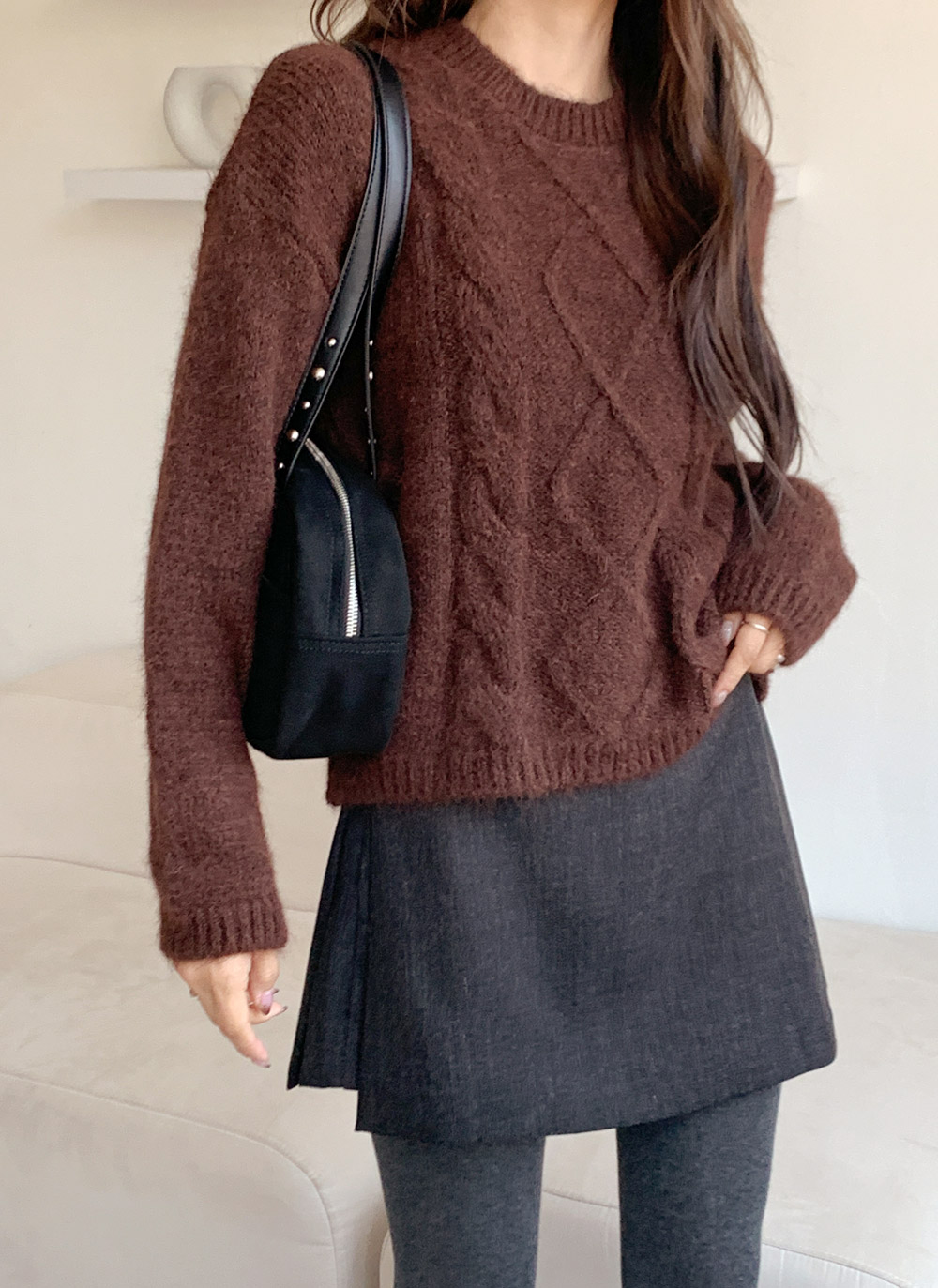 ラウンドネックケーブルニット | DHOLIC | 詳細画像2