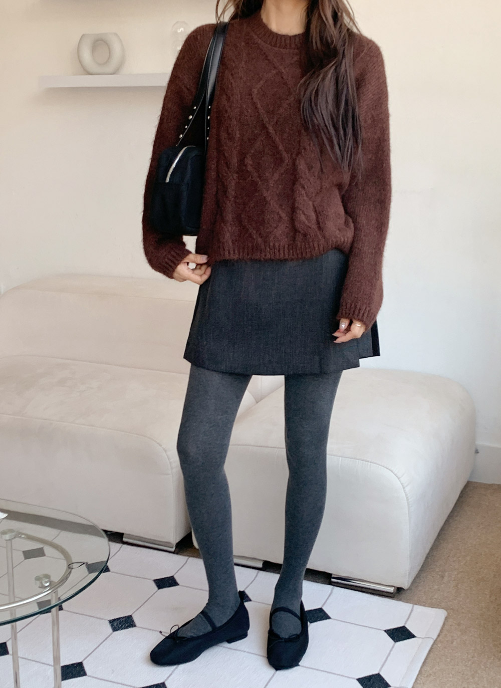 ラウンドネックケーブルニット | DHOLIC | 詳細画像3