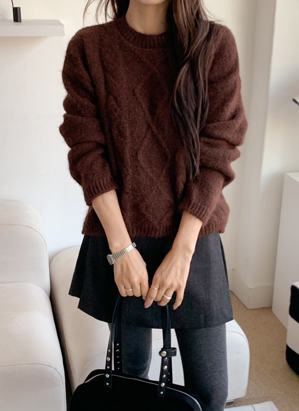 ラウンドネックケーブルニット | DHOLIC | 詳細画像6