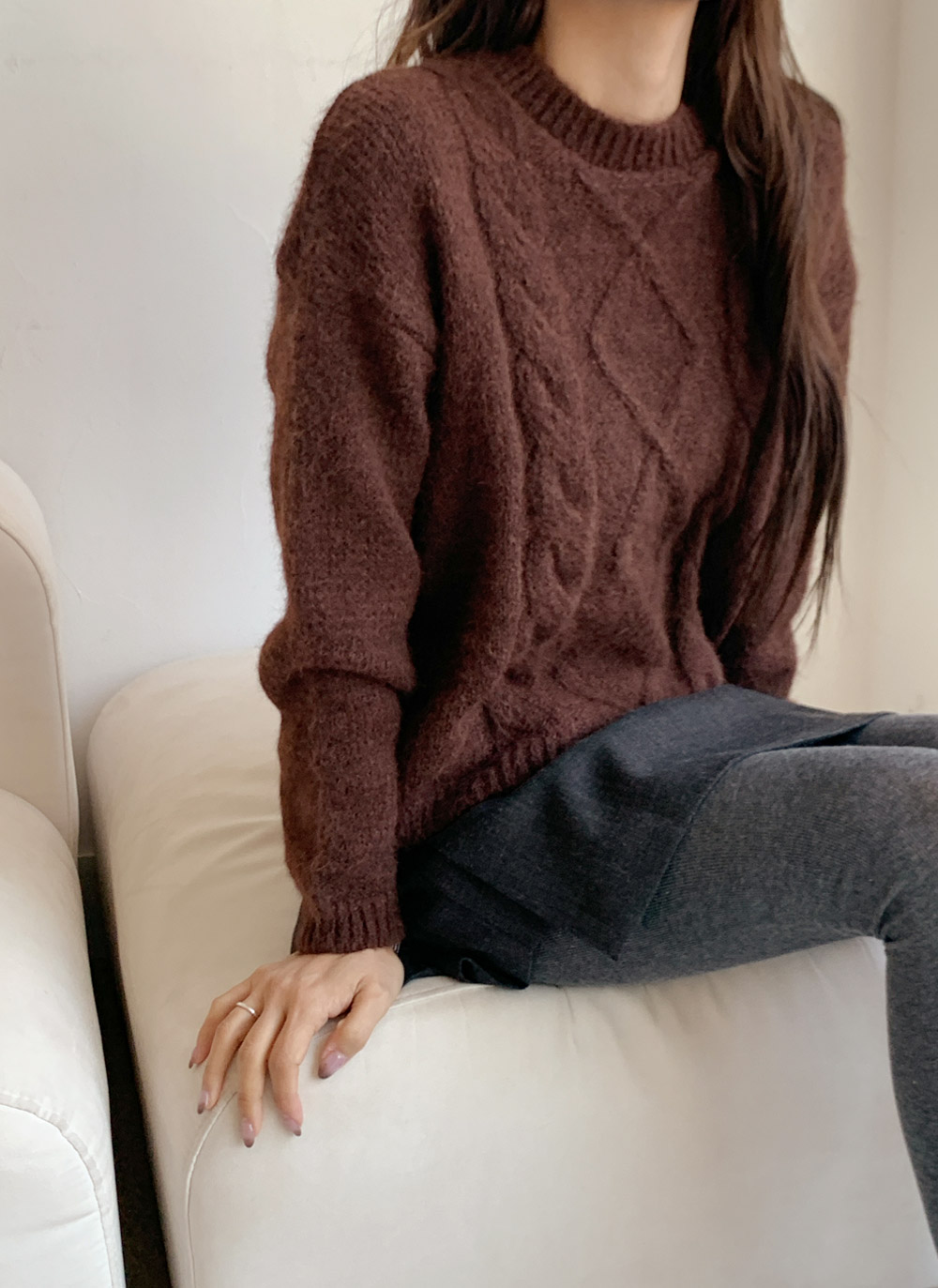 ラウンドネックケーブルニット | DHOLIC | 詳細画像14