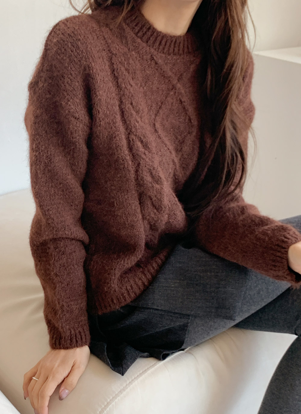 ラウンドネックケーブルニット | DHOLIC | 詳細画像15