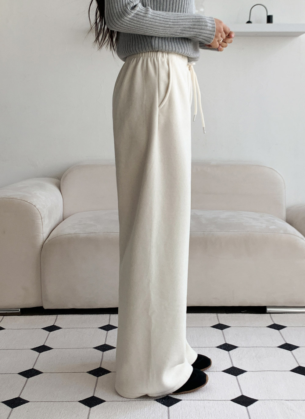 ファー裏地ウエストゴムドローコードワイドパンツ | DHOLIC | 詳細画像6