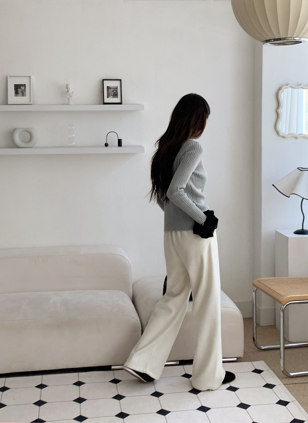 ファー裏地ウエストゴムドローコードワイドパンツ | DHOLIC | 詳細画像13