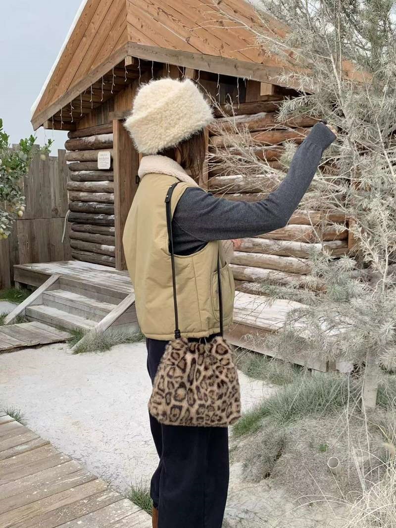 エコファードローストリングレオパードカラーショルダーバッグ | 詳細画像2