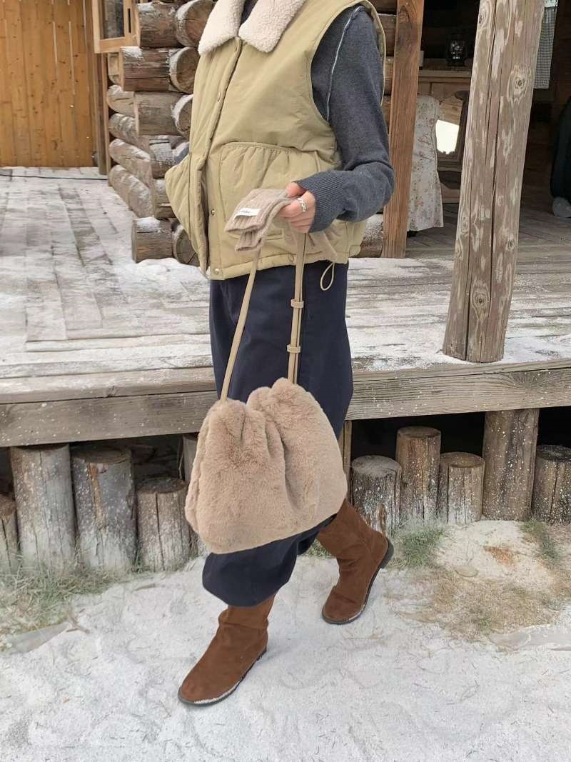 エコファードローストリングレオパードカラーショルダーバッグ | 詳細画像3