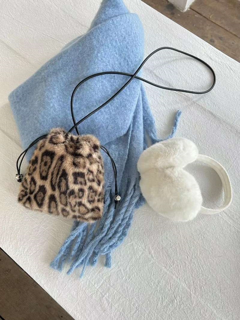 エコファードローストリングレオパードカラーショルダーバッグ | 詳細画像7