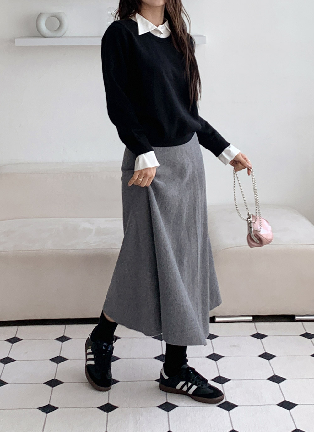 ニットゴムロングフレアスカート | DHOLIC | 詳細画像2