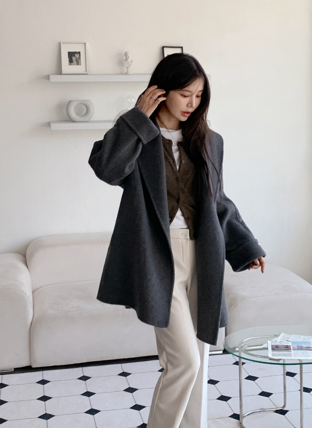 ルーズショールカラーコートストラップ付 | DHOLIC | 詳細画像9