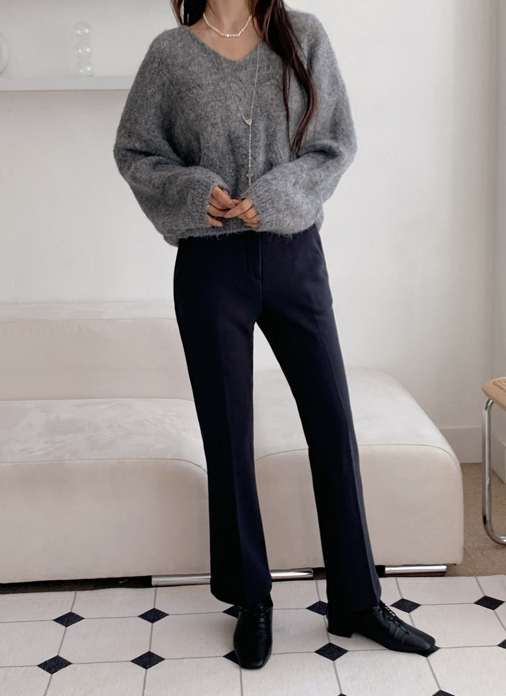 ウール混ラウンドネックケーブルニット | DHOLIC | 詳細画像6