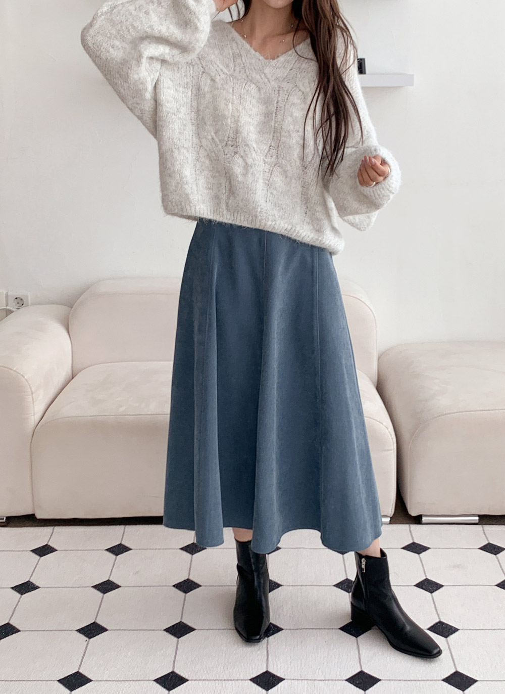 ウール混ラウンドネックケーブルニット | DHOLIC | 詳細画像15