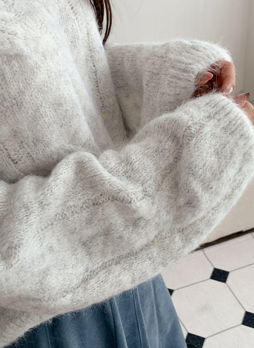 ウール混ラウンドネックケーブルニット | DHOLIC | 詳細画像18