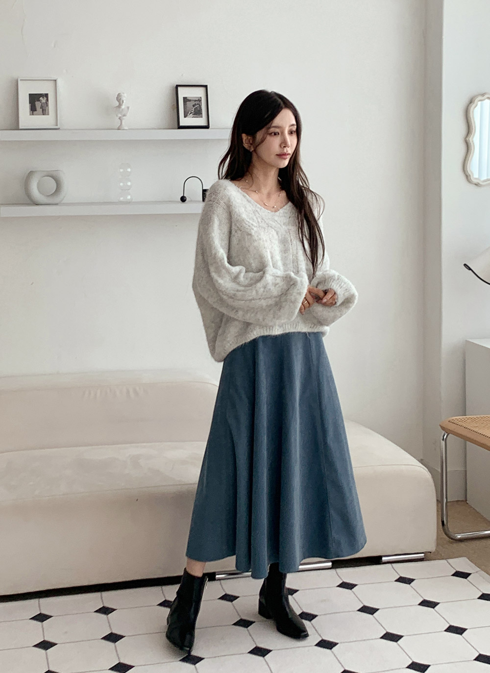 ウール混ラウンドネックケーブルニット | DHOLIC | 詳細画像20