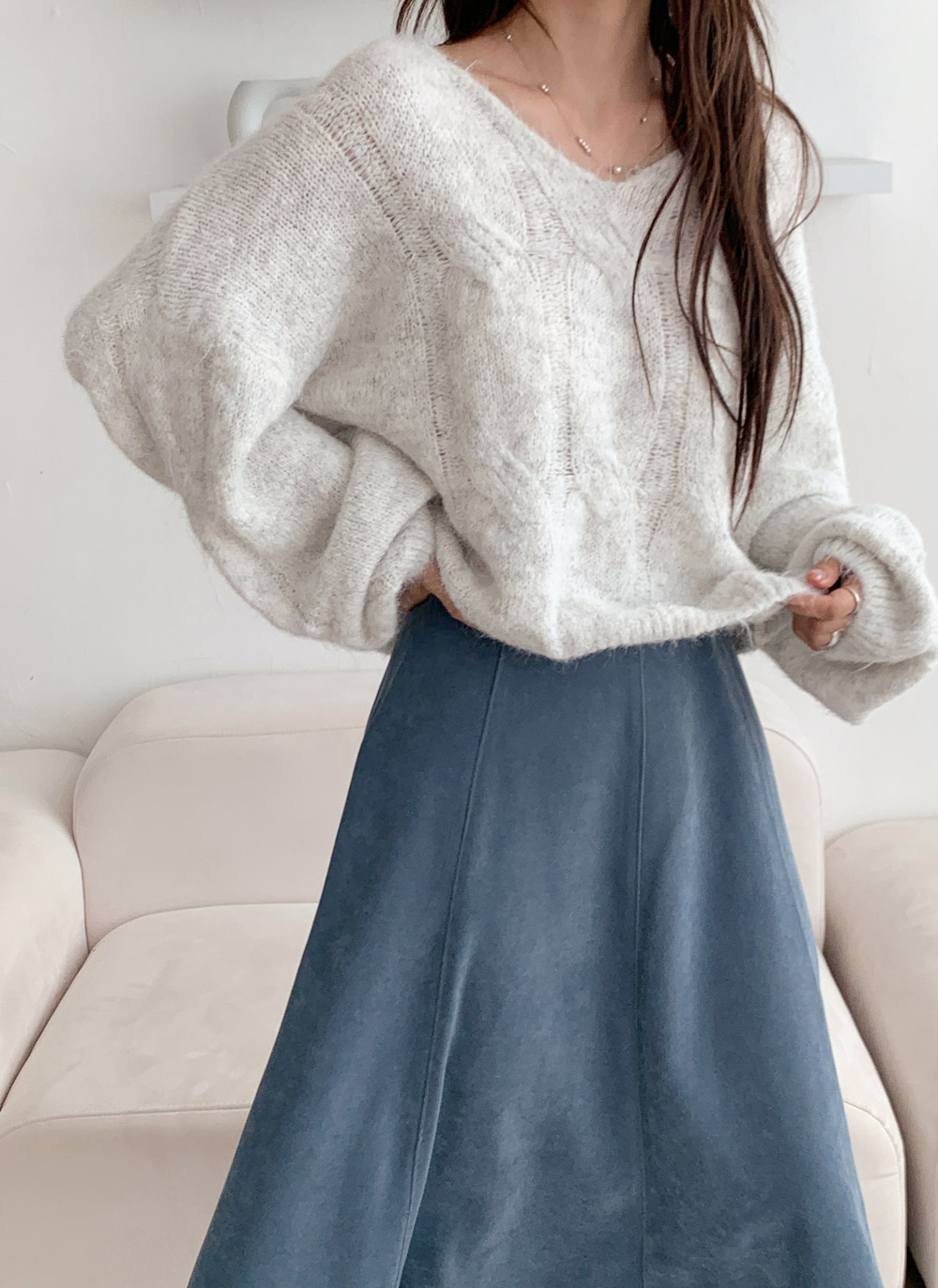 ウール混ラウンドネックケーブルニット | DHOLIC | 詳細画像21