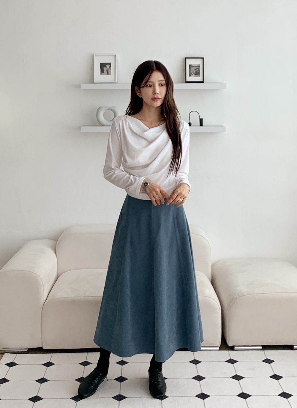 ジップアップロングフレアスカート | DHOLIC | 詳細画像2