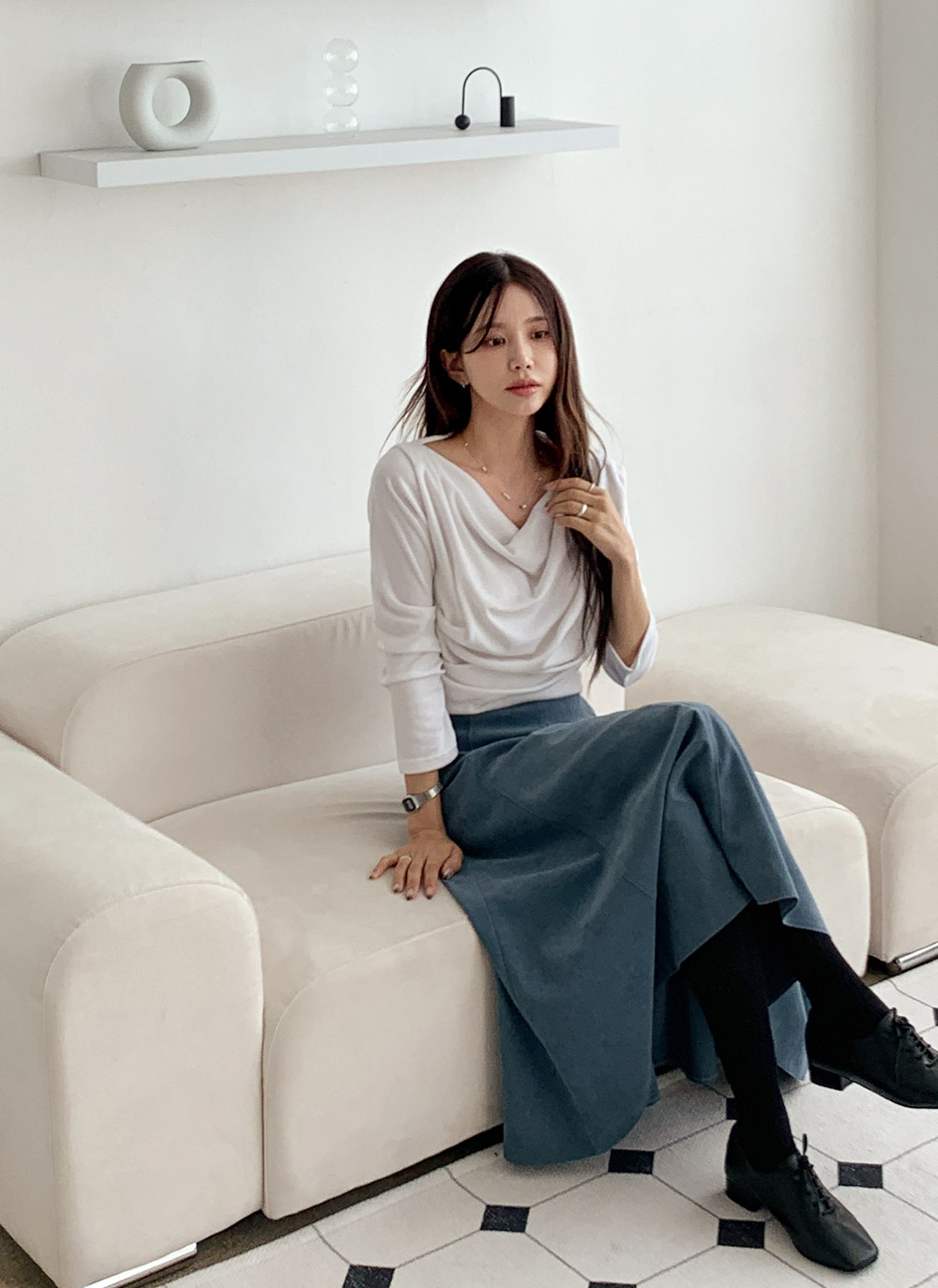 ジップアップロングフレアスカート | DHOLIC | 詳細画像4