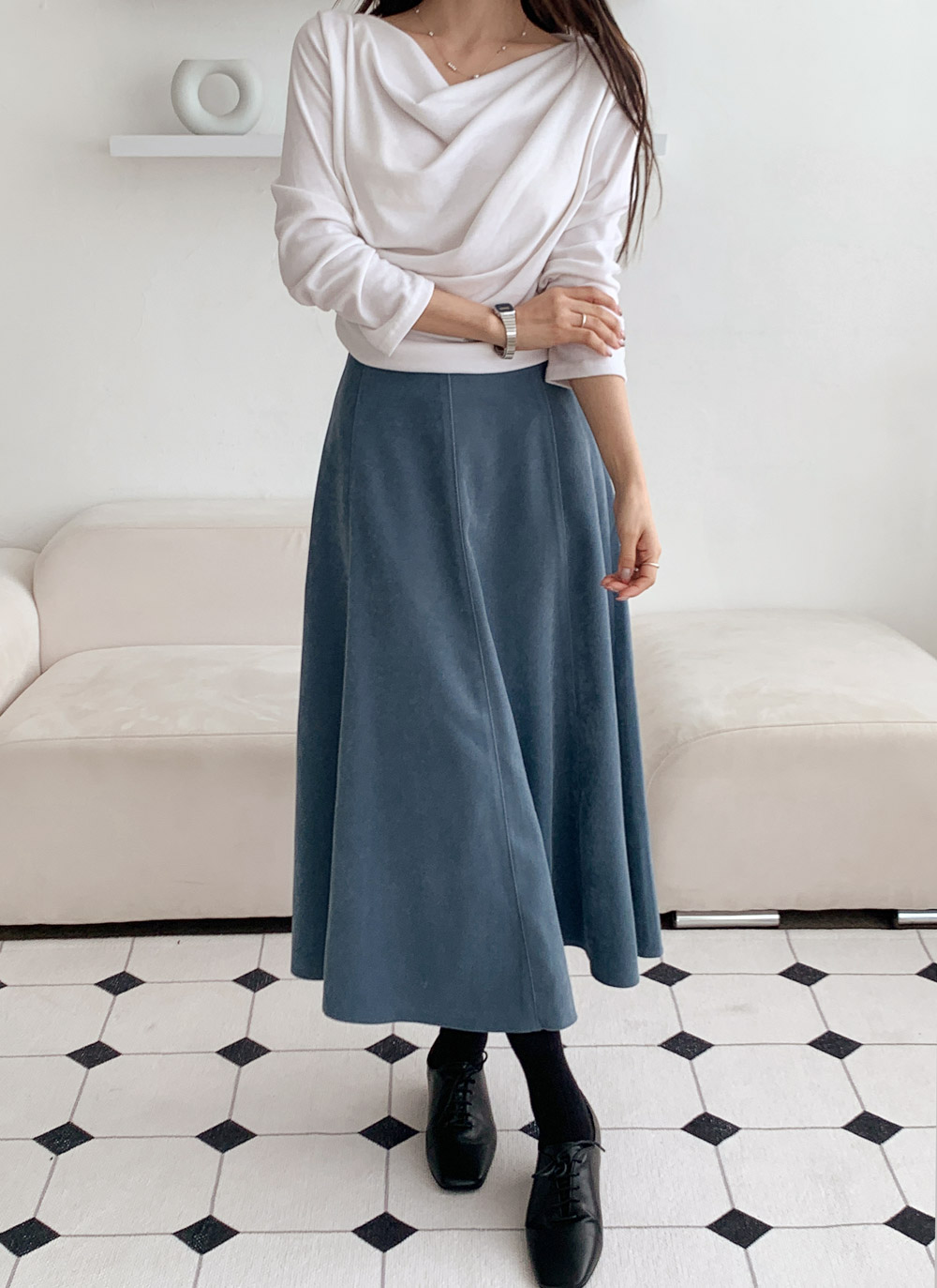 ジップアップロングフレアスカート | DHOLIC | 詳細画像5