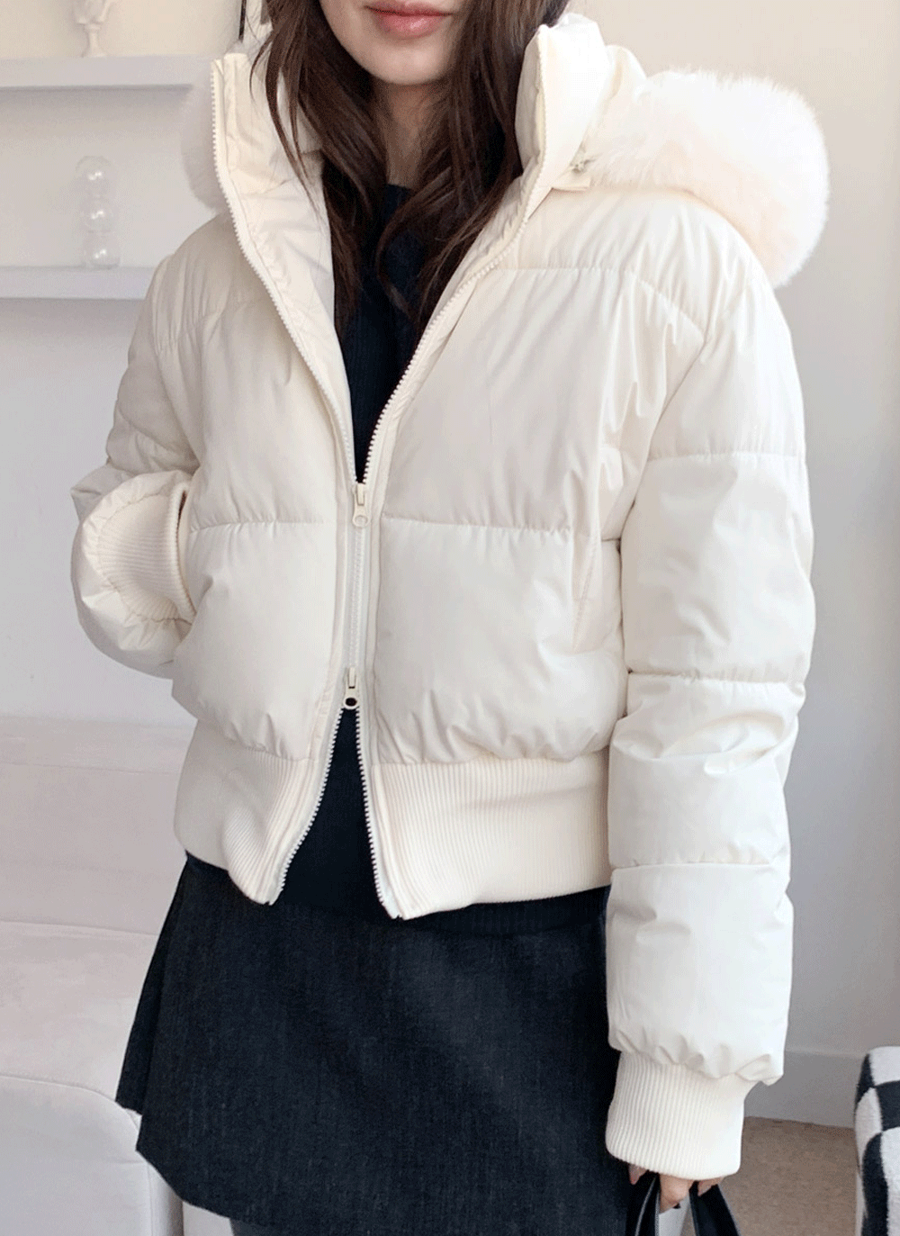 ウェルロンフードダブルジップダウンジャケットファーセット