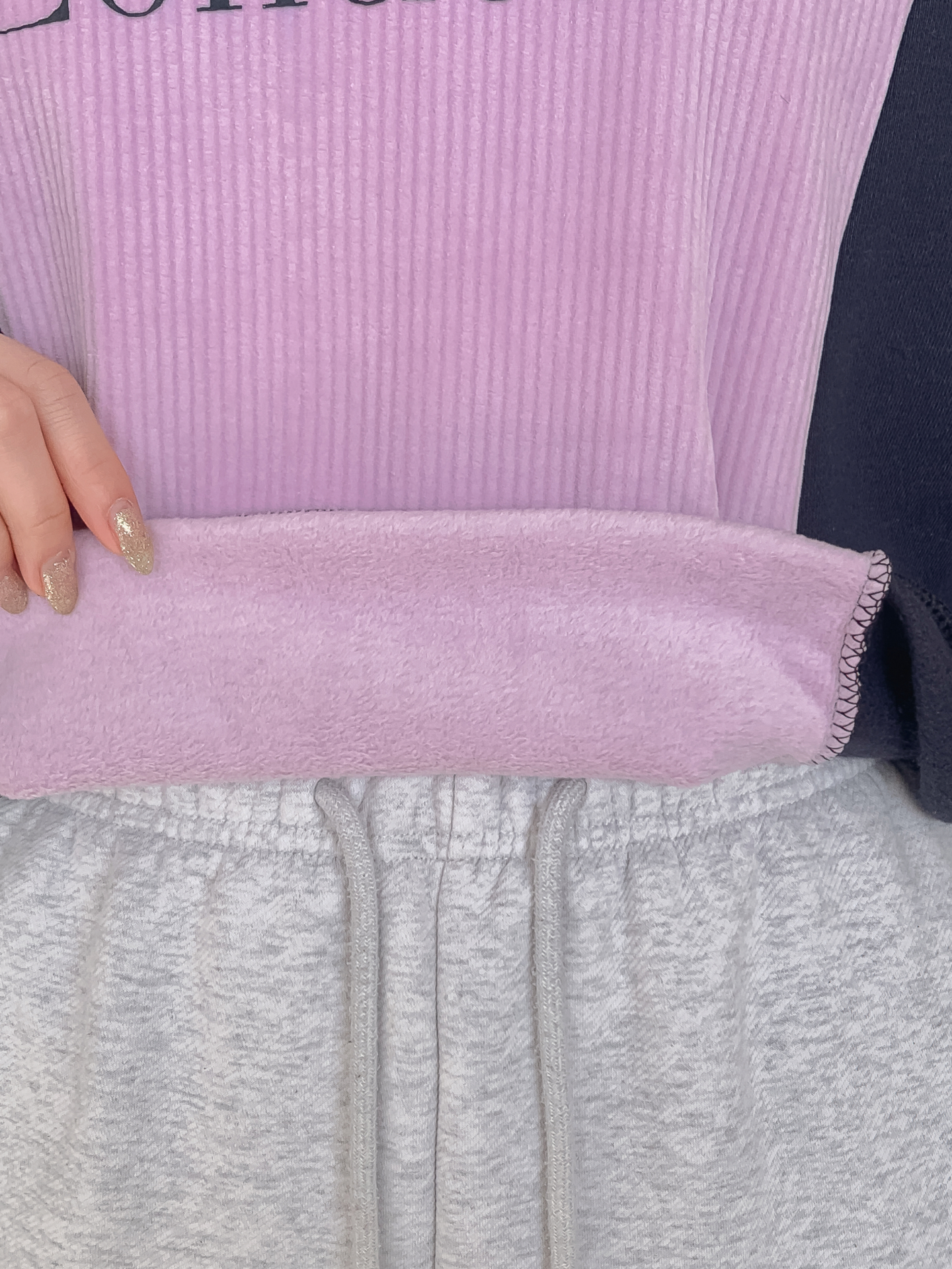 ファー裏地ラウンドネック長袖プリント配色カラースウェット | 詳細画像25