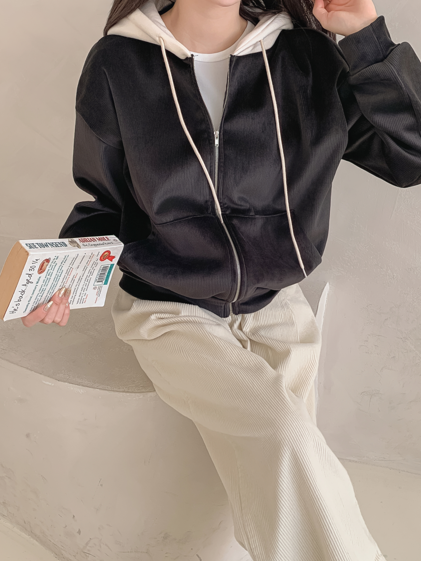 裏起毛ジップアップフードカンガルーポケット配色カラージップパーカー | 詳細画像26