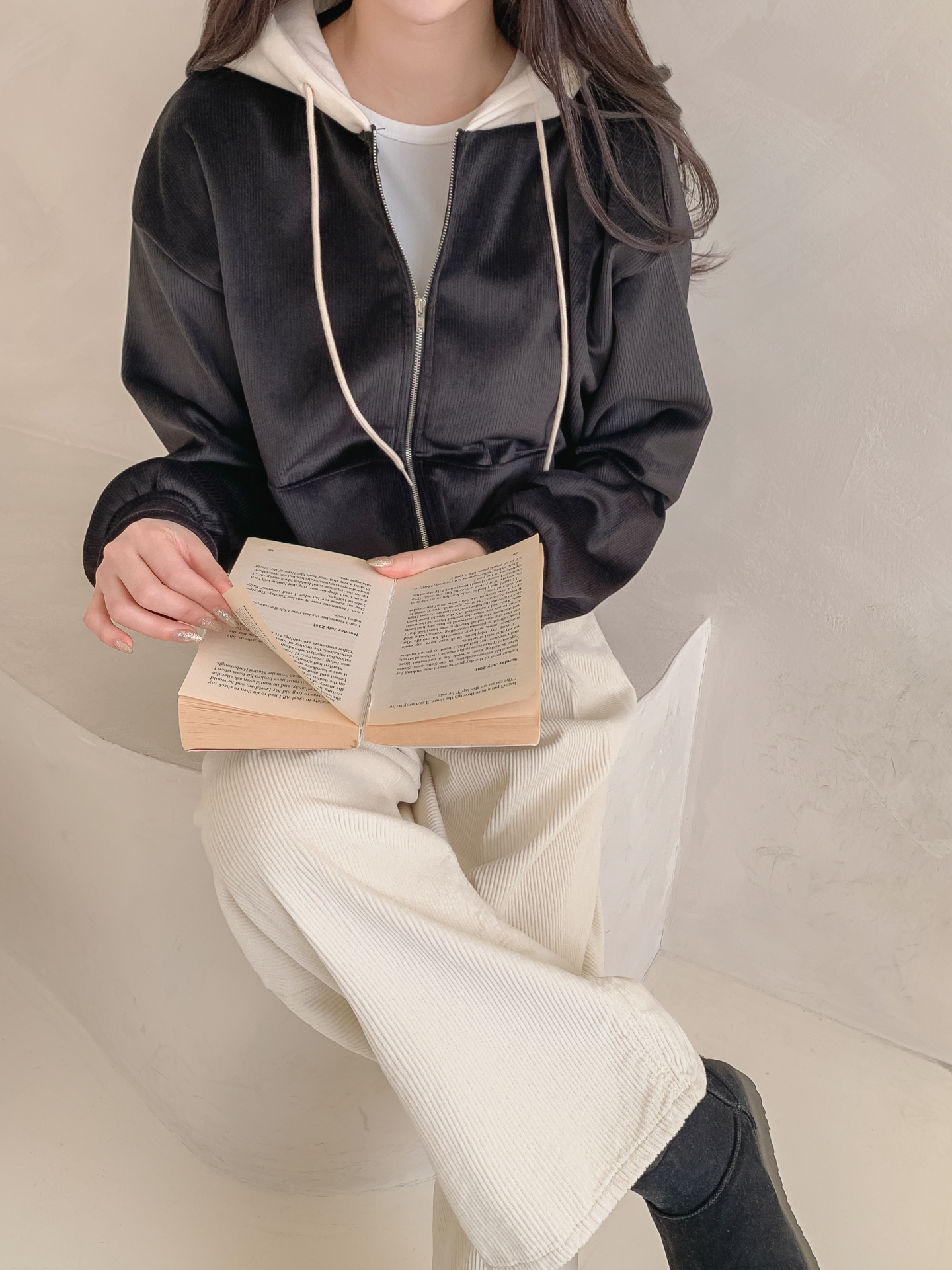 裏起毛ジップアップフードカンガルーポケット配色カラージップパーカー | 詳細画像27