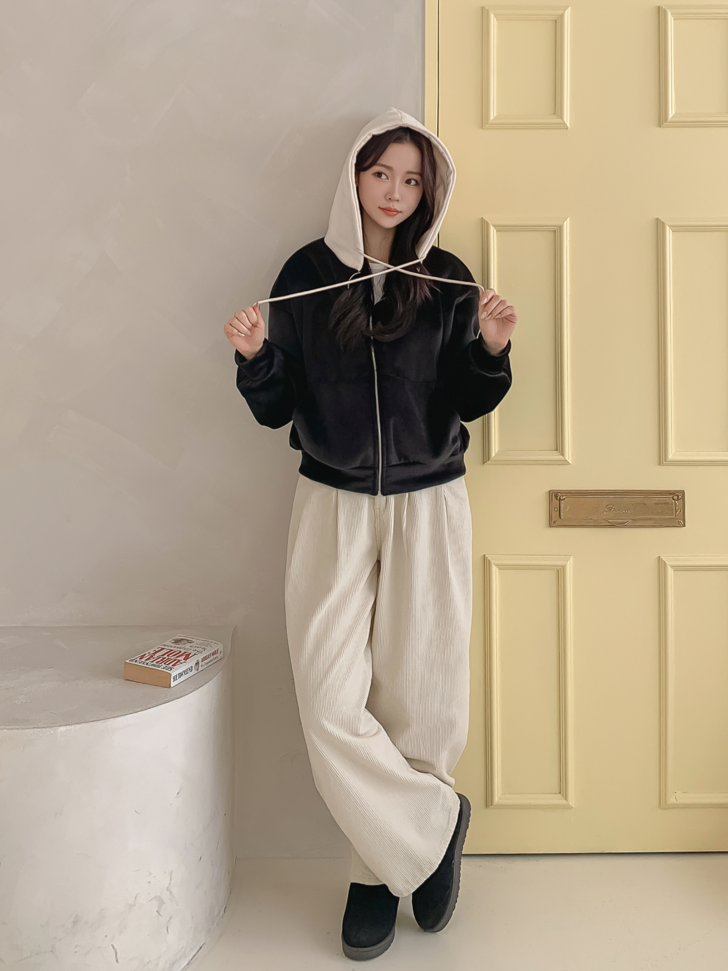 裏起毛ジップアップフードカンガルーポケット配色カラージップパーカー | 詳細画像28